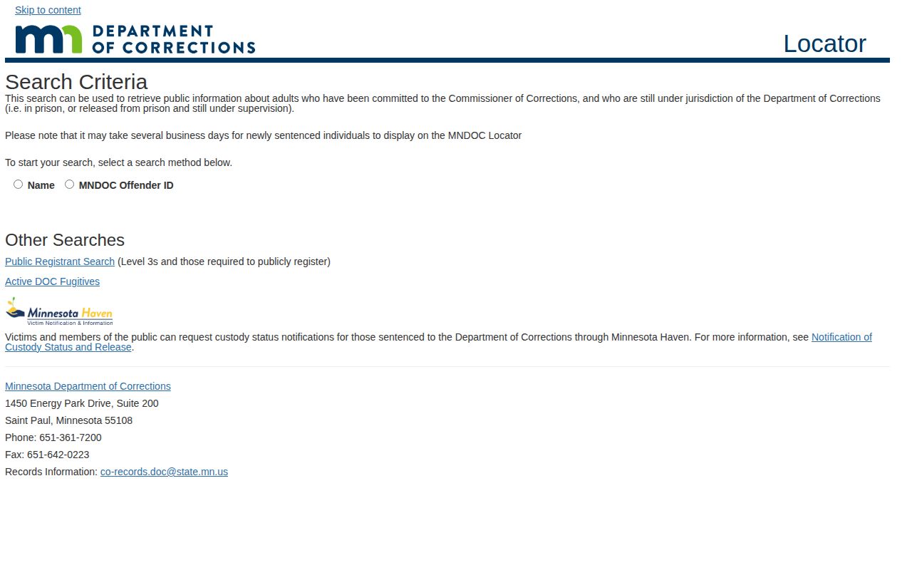 Hubbard County projected release date search in Minnesota DOC Public Viewer